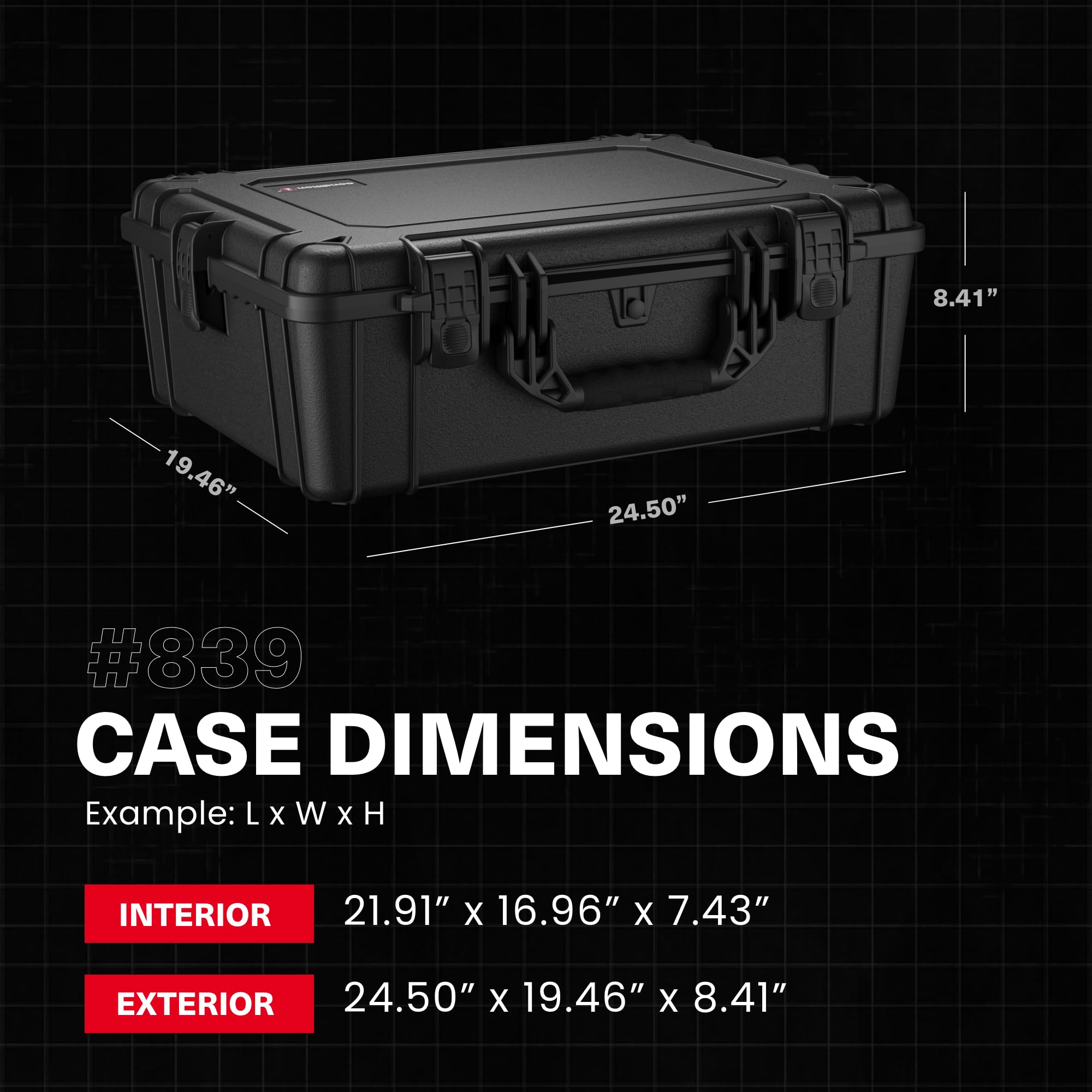 Condition 1 25 Large Waterproof Hard Case Model 839 With Foam, Portable Protective Storage Box For Travel, Hunting, Military, Ta
