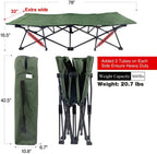Redcamp Oversized Camping Cots For Adults 500Lbs,33'' Extra Wide Tall Sleeping Cots Heavy Duty, Xl Cots Portable For Outdoor Ind