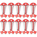 Alnicov 10Pcs Deck Plank Board Tent Stakes,Fishbone Deck Anchor Pegs With Spring Buckle For Outdoor Camping Hiking,Red