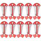 Alnicov 10Pcs Deck Plank Board Tent Stakes,Fishbone Deck Anchor Pegs With Spring Buckle For Outdoor Camping Hiking,Red