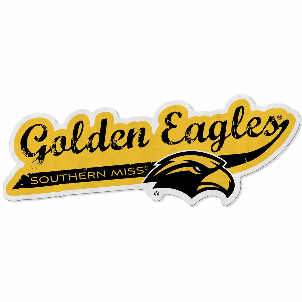 Rico Industries Ncaa Southern Mississippi Golden Eagles Distressed Shape Cut Pennant - Home And Living Room D  Cor - Soft Felt E