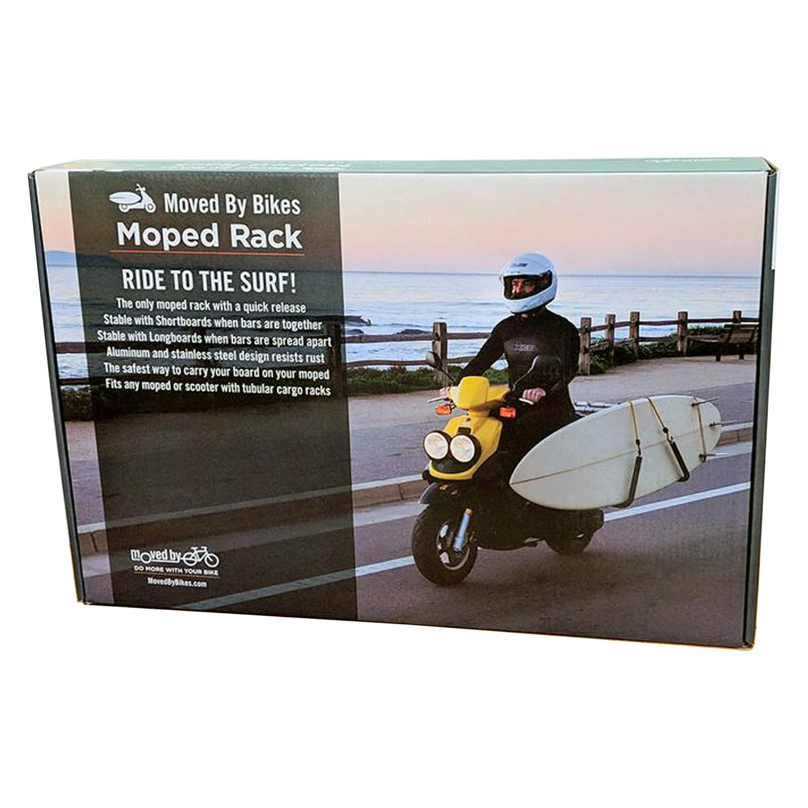 MBB Moped Surfboard Racks, by Moved By Bikes, Compatible with Mopeds or Electric Bikes with Tubular Cargo Racks, Longboards Shor