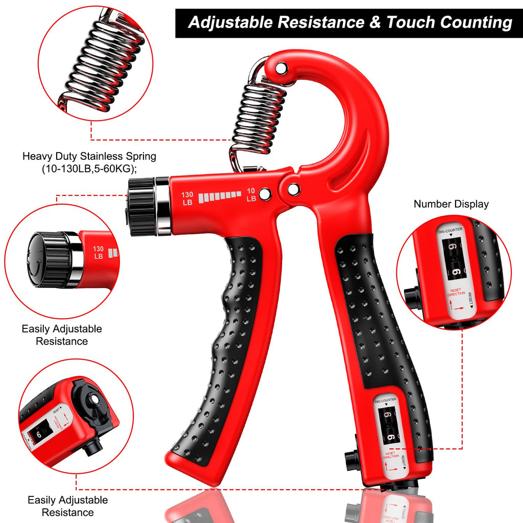 Kdg Wrist Strengthener 2 Pack(Red) Adjustable Resistance 10-130 Lbs Forearm Exerciser,Grip Strength Trainer For Muscle Building