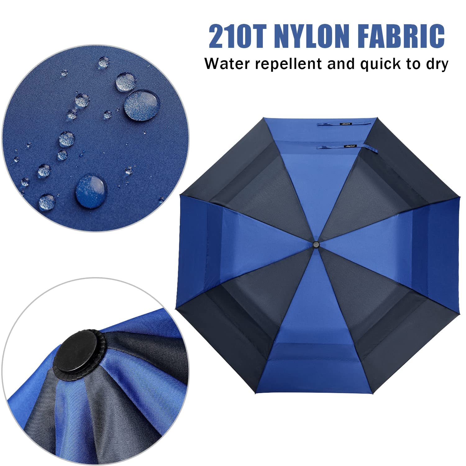 G4Free 62Inch Portable Golf Umbrella Automatic Open Large Oversize Vented Double Canopy Windproof Waterproof Sport Umbrellas(Blu