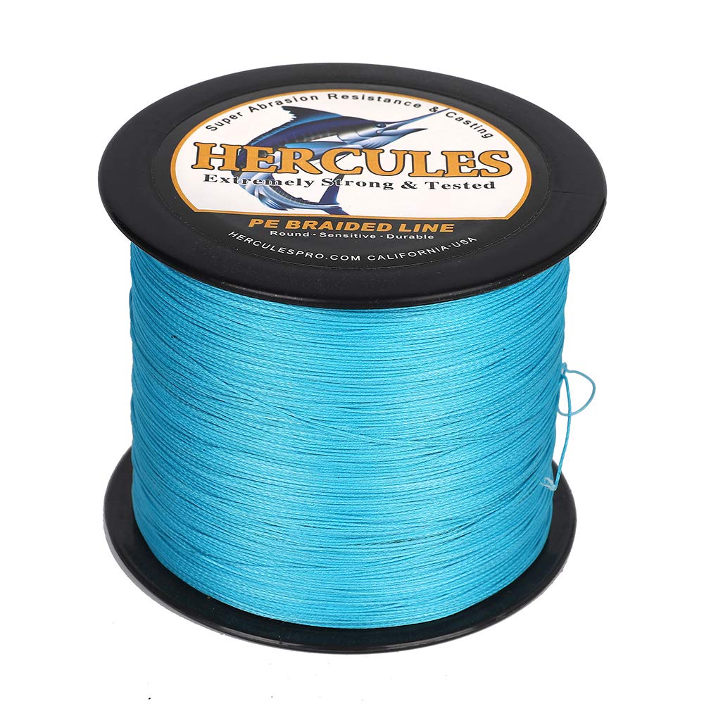 Hercules Braided Fishing Line 1500M 1640Yds 10Lbs-200Lbs Pe Superline 8 Strands (Blue 70Lb/31.8Kg 0.44Mm)