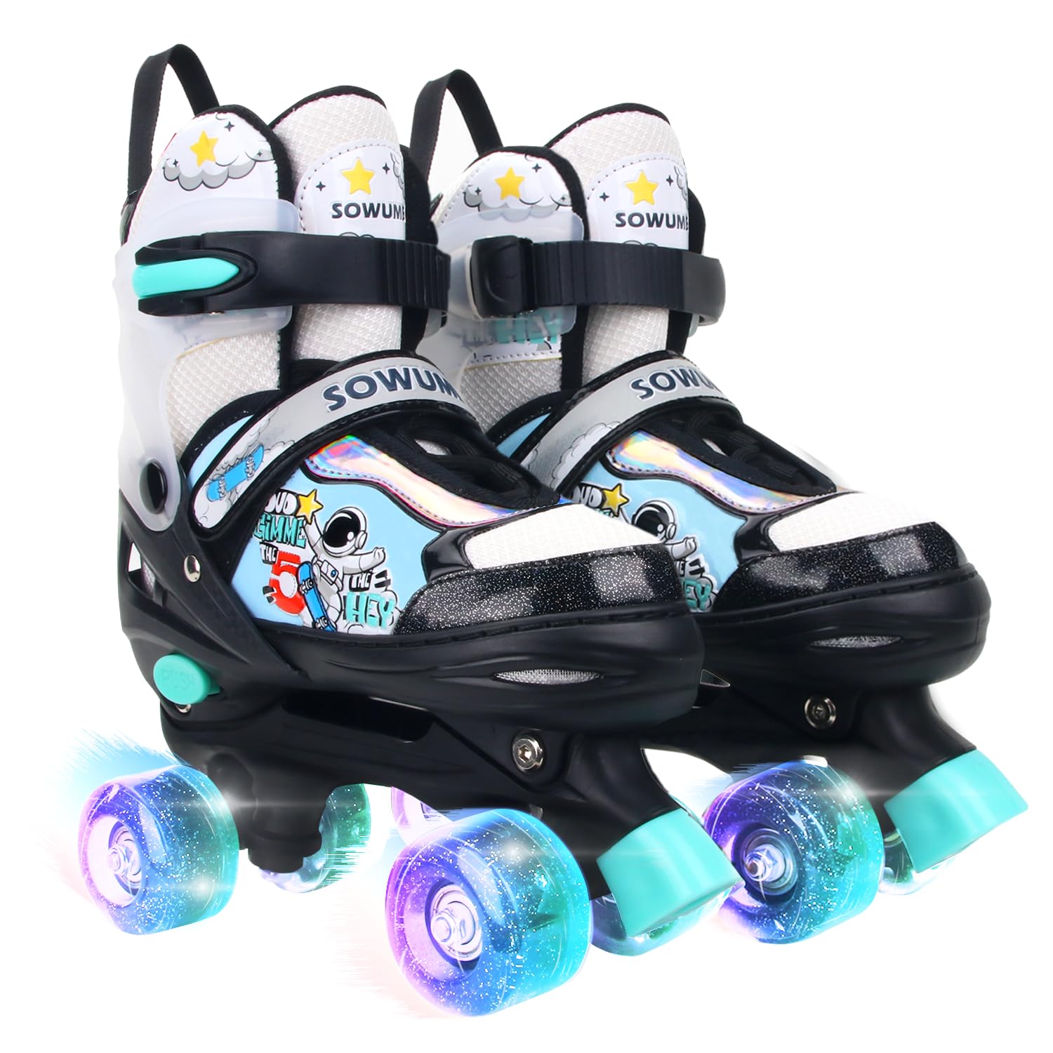 Sowume Adjustable Roller Skates For Boys And Kids, All 8 Wheels Of Boy'S Skates Shine, Safe And Fun Illuminating For Kids