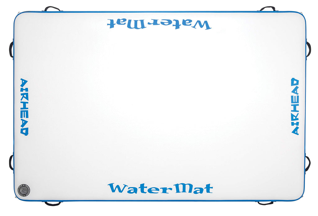 Airhead Watermat Air Inflatable Deck, 8 Ft. W Pump, White/Blue