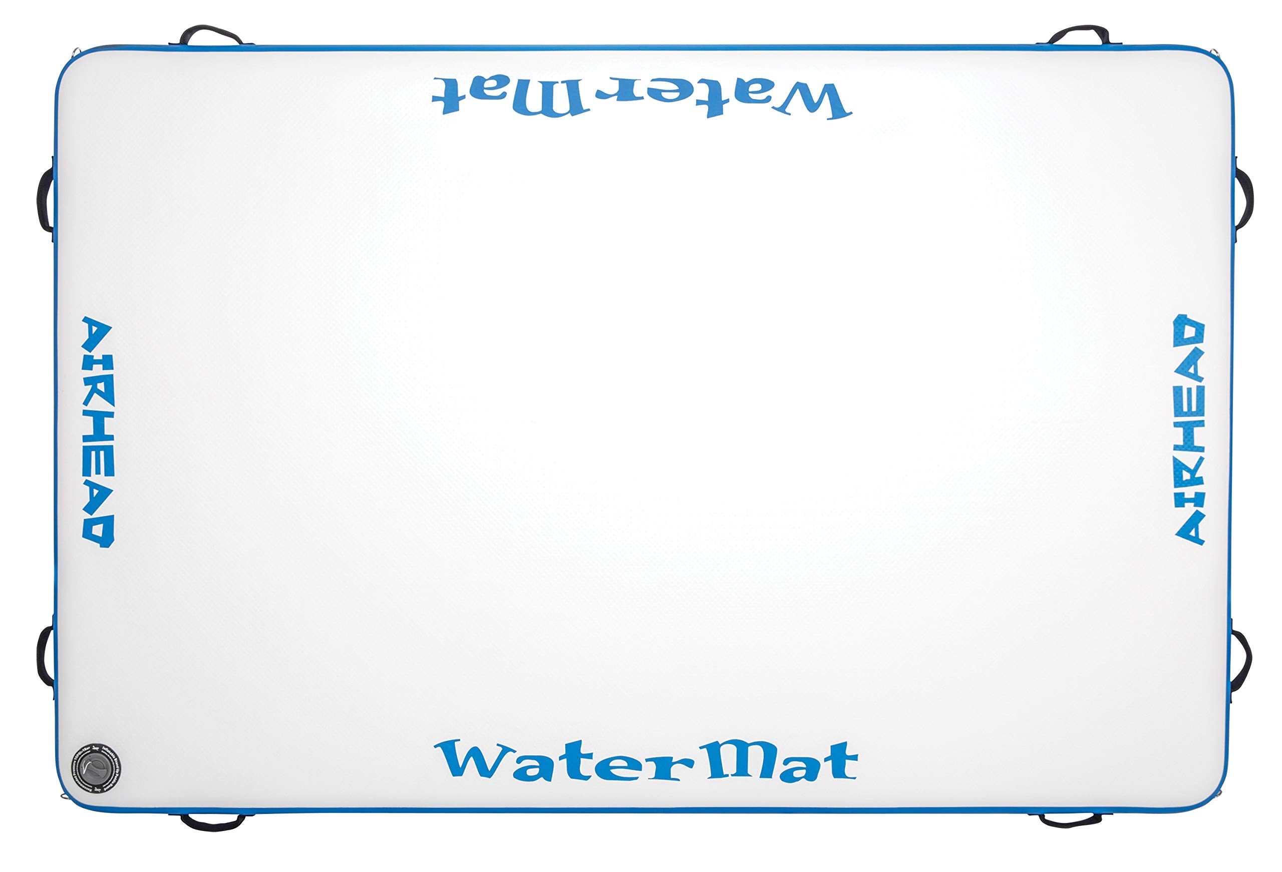 Airhead Watermat Air Inflatable Deck, 8 Ft. W Pump, White/Blue