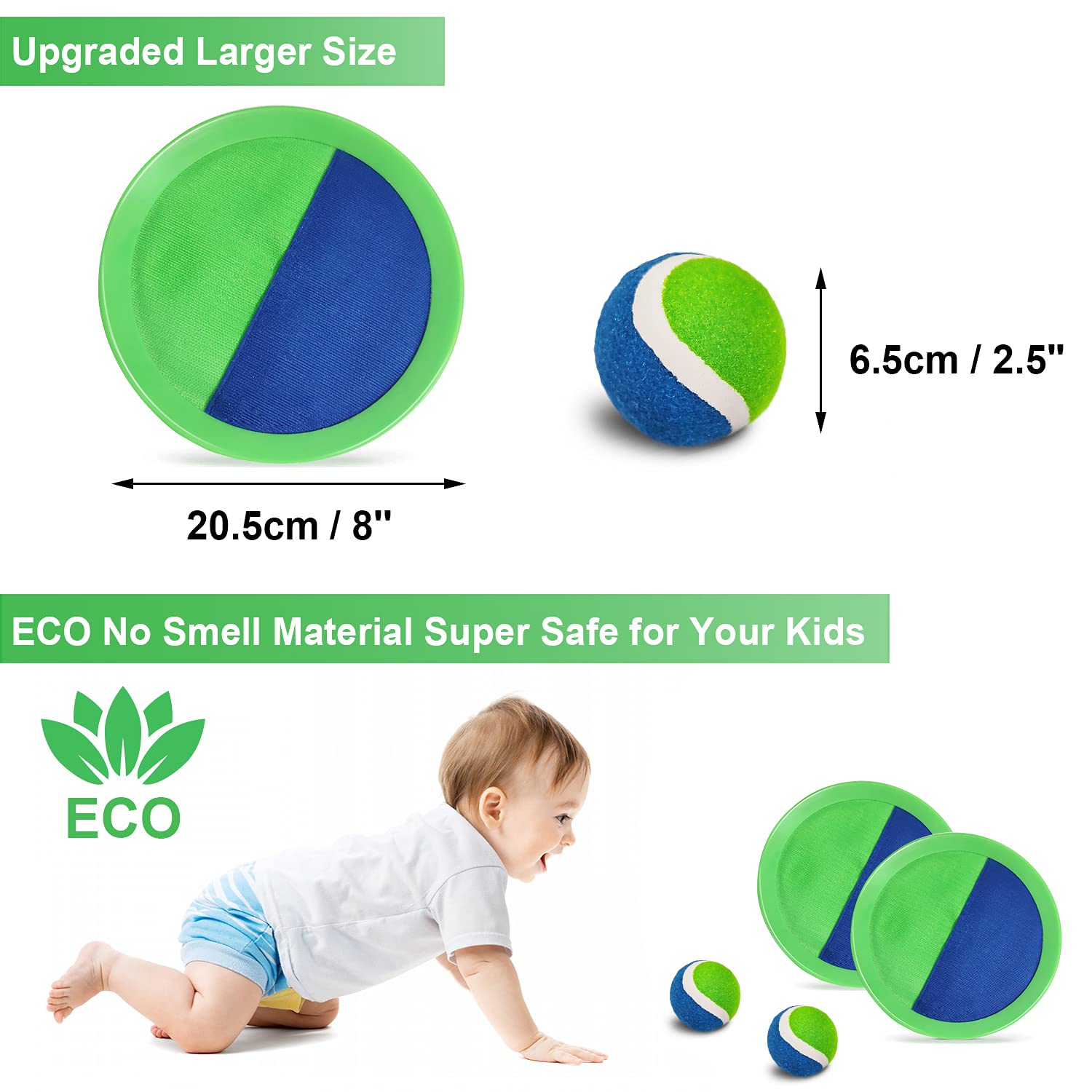 Jalunth Ball Catch Set Games Toss Paddle - Beach Toys Back Yard Outdoor Pool Backyard Throw Sticky Set Age 3 4 5 6 7 8 9 10 11 1