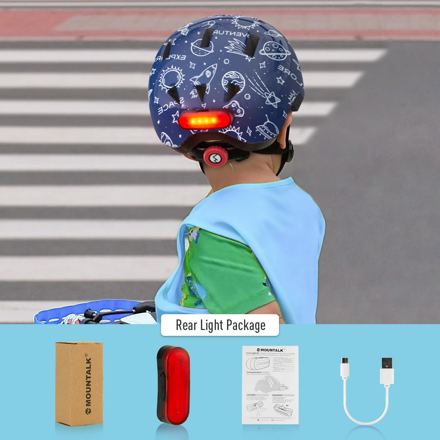 Kids Bike Helmet with Light, Adjustable Helmets from Infant/Toddler/Baby to Children Girls and Boys, Age 2-4/3-6 Years Old,Galax