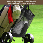 Golf Push Cart Accessories - Golf Push Cart Backside Extension Storage Bag With Top-Closing Lid, Access To The Items Easily, Bla