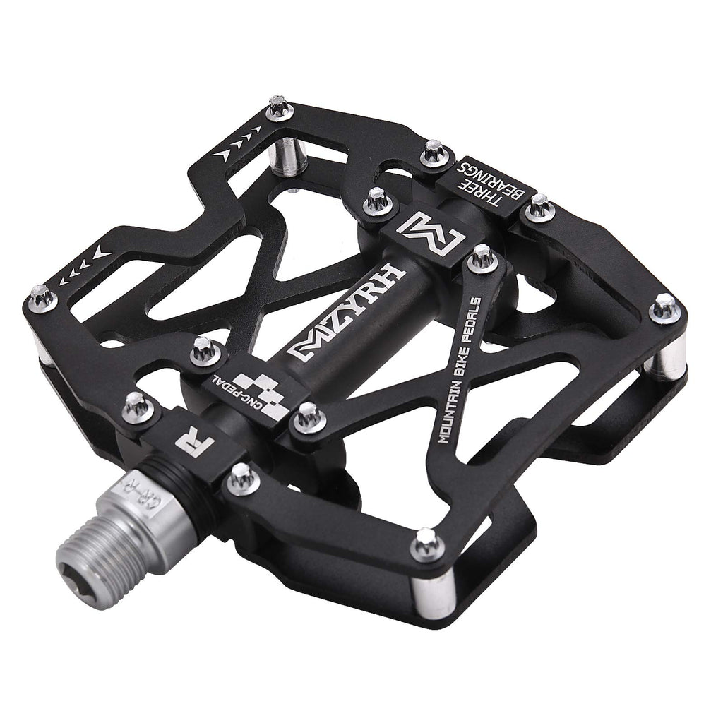 Mzyrh Mountain Bike Pedals, Ultra Strong Colorful Cnc Machined 9/16'' Cycling Sealed 3 Bearing Pedals(Black 3 Bearings)
