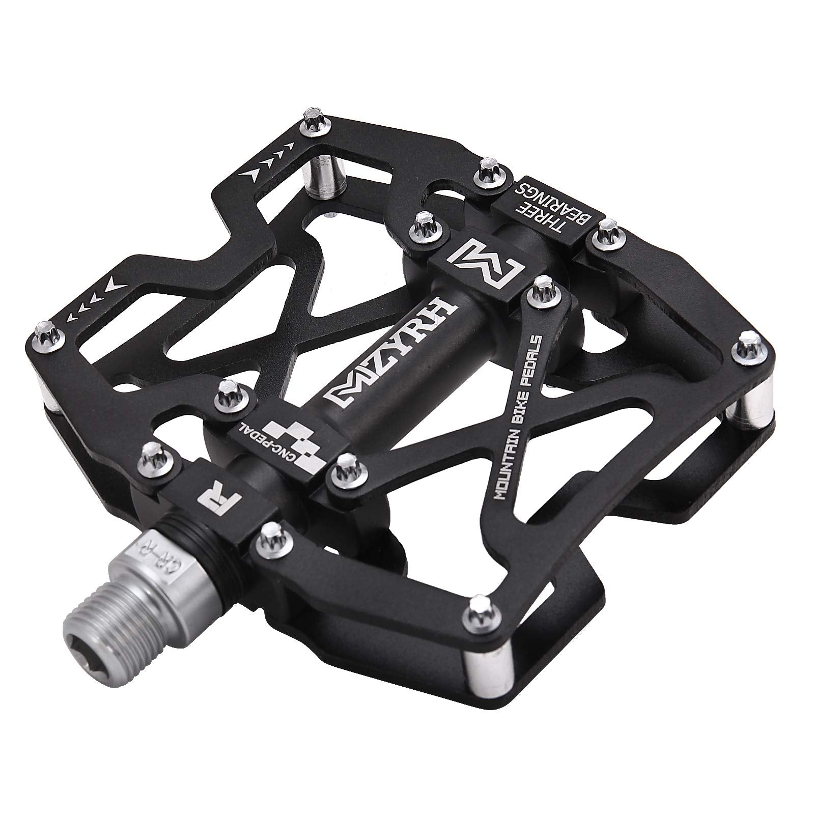 Mzyrh Mountain Bike Pedals, Ultra Strong Colorful Cnc Machined 9/16'' Cycling Sealed 3 Bearing Pedals(Black 3 Bearings)