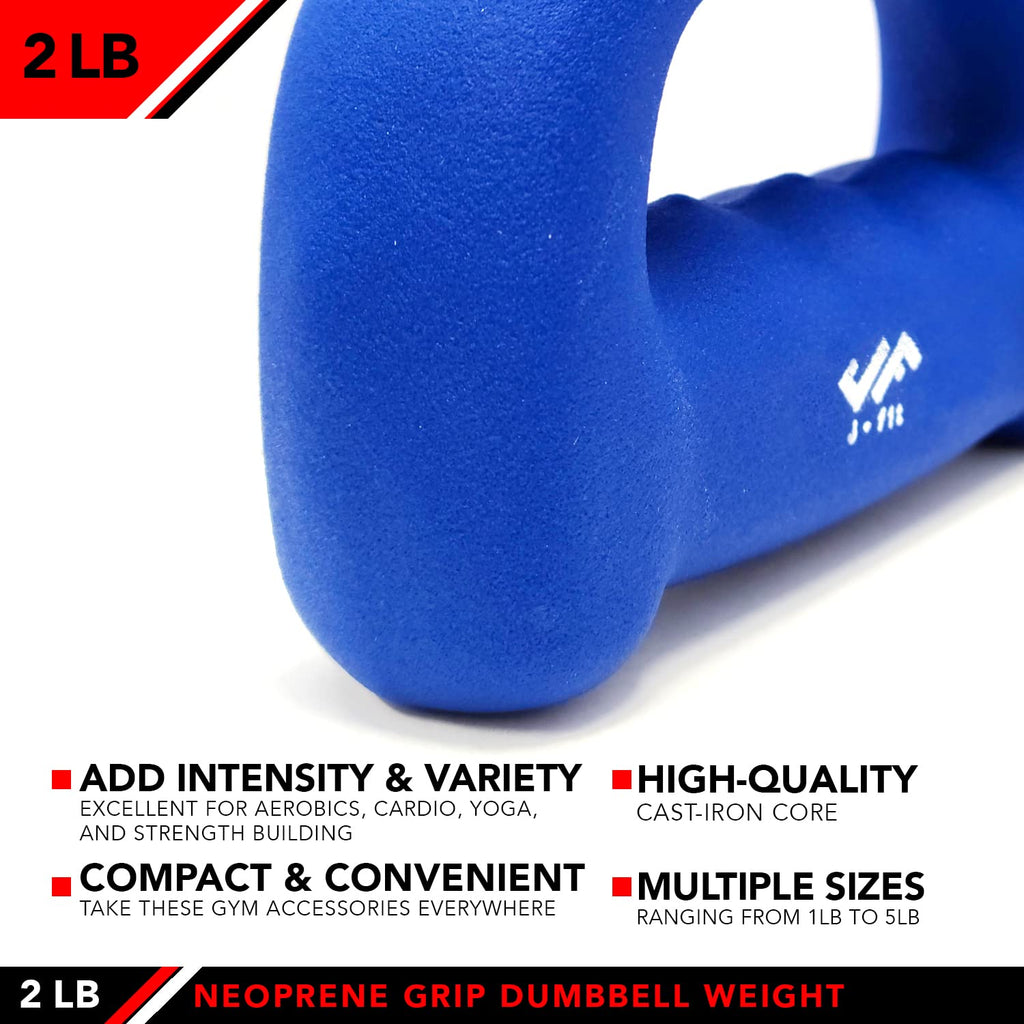 Jfit Neoprene D-Grip Dumbbell Weight, 2Lb, 2 Pound