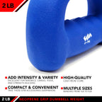 Jfit Neoprene D-Grip Dumbbell Weight, 2Lb, 2 Pound