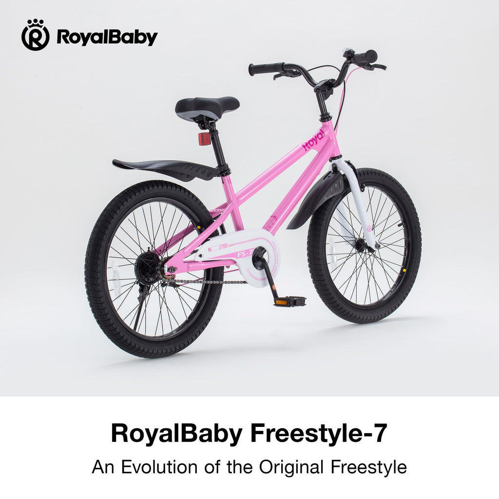 RoyalBaby Freestyle 7 Kids Bike 20 Inch Wheel Teens Bicycle Girls Ages 6-10 Years, Kickstand and Water Bottle Included, Pink