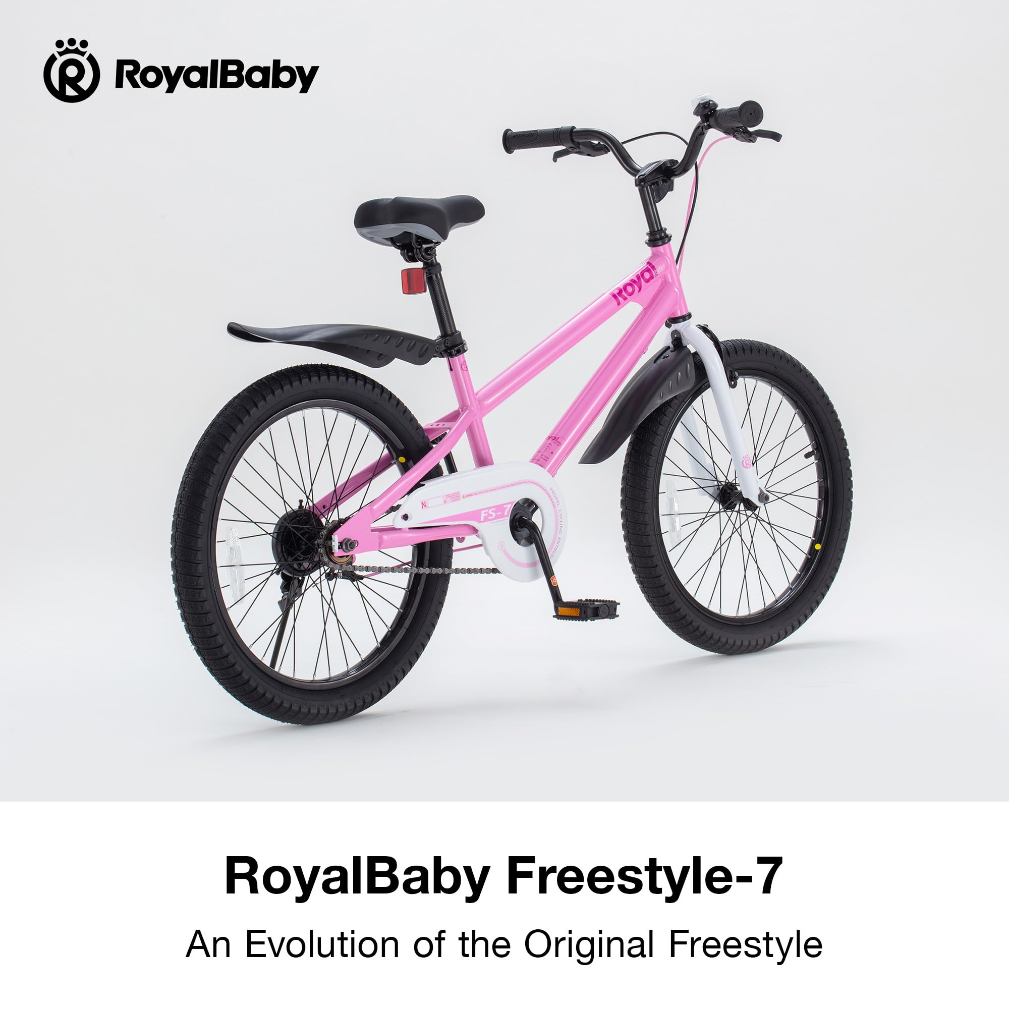 RoyalBaby Freestyle 7 Kids Bike 20 Inch Wheel Teens Bicycle Girls Ages 6-10 Years, Kickstand and Water Bottle Included, Pink