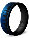 Knot Theory Dual Layer Forest Silicone Ring For Men And Women - Metallic Blue Size 13, Breathable Comfort Fit 6Mm Bandwidth
