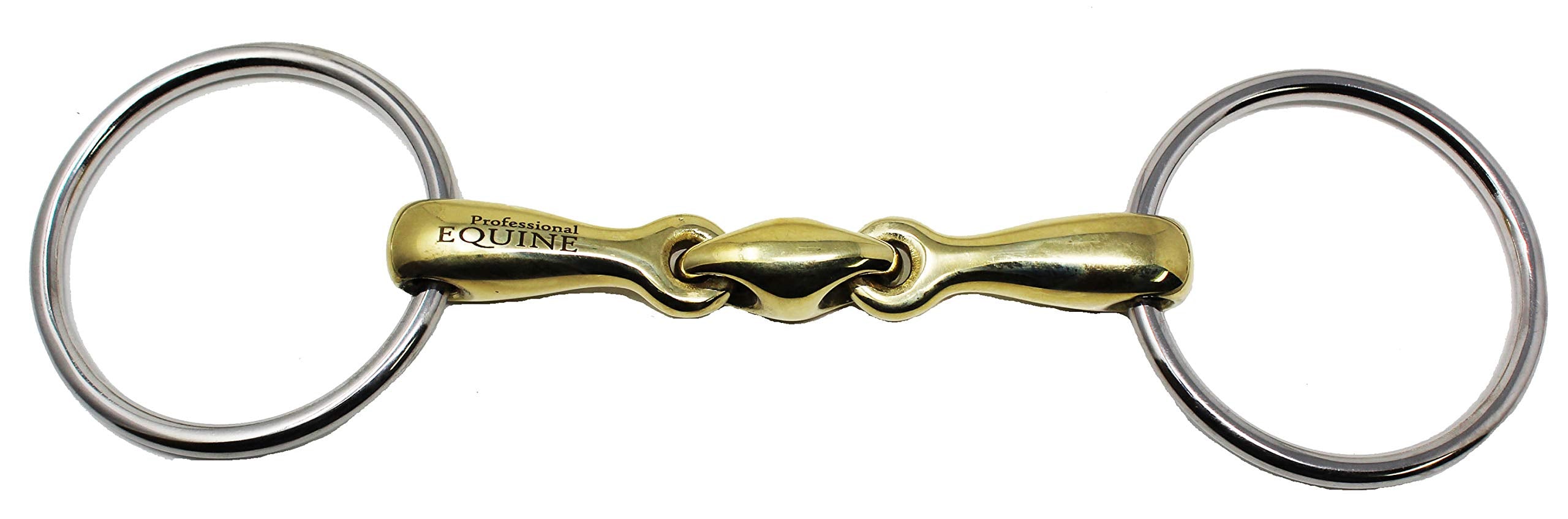Prorider SS Loose O-Ring Dog Bone Snaffle Pony Horse Bit 5 Brass Mouth Equine 35521B