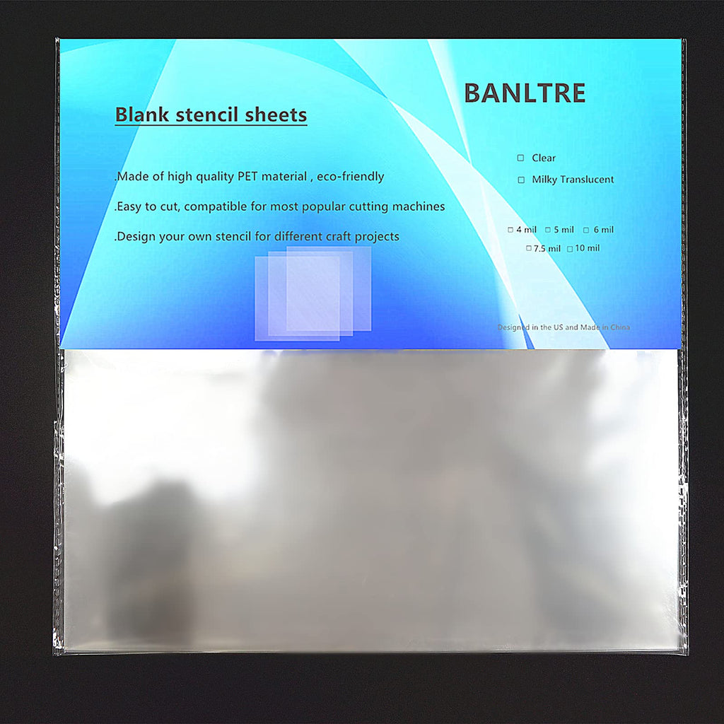 Banltre 32 Pieces 6 Mil Transparency Blank Template Material Stencils Mylar For Cutting Paper Clear Sheet 12 A 12 Inch (32-6 Mil