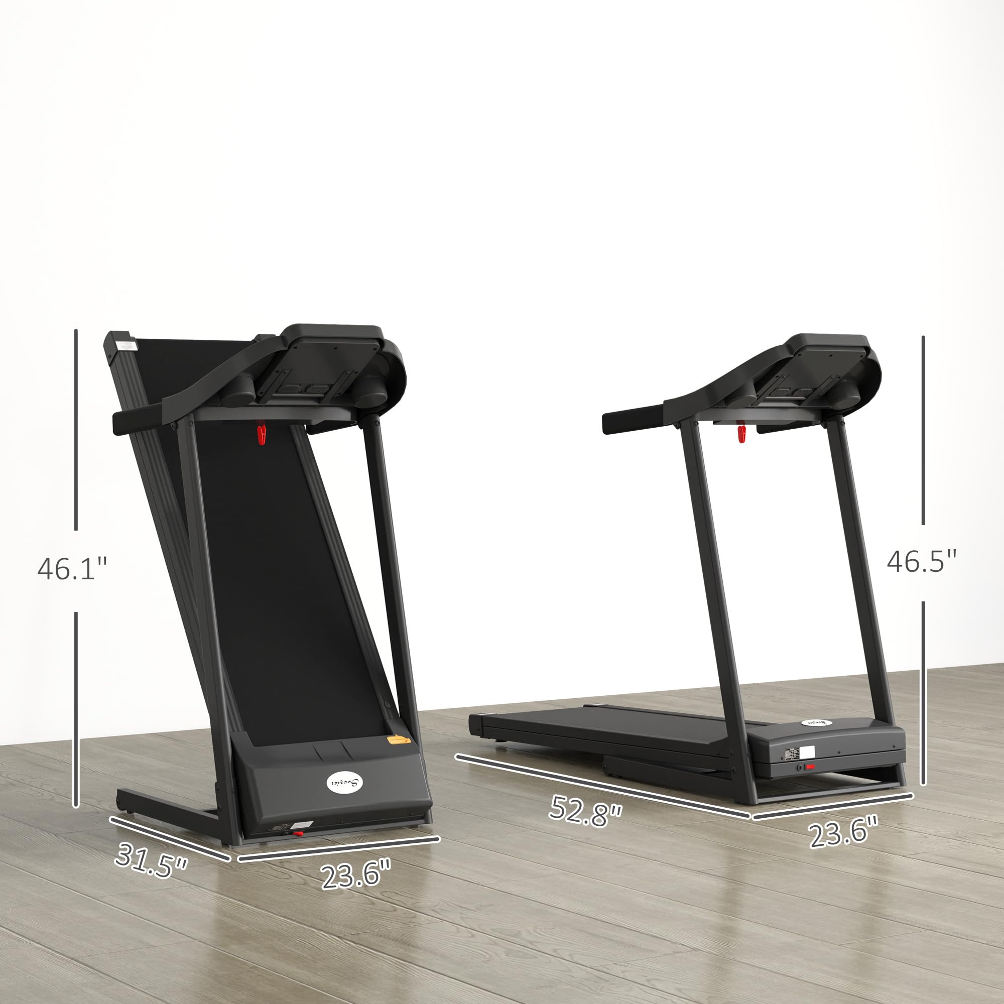 Soozier Folding Treadmill 1.5Hp 7.45 Mph Max Speed Electric Motorised Running Jogging Walking Machine W/ 12 Preset Programs And