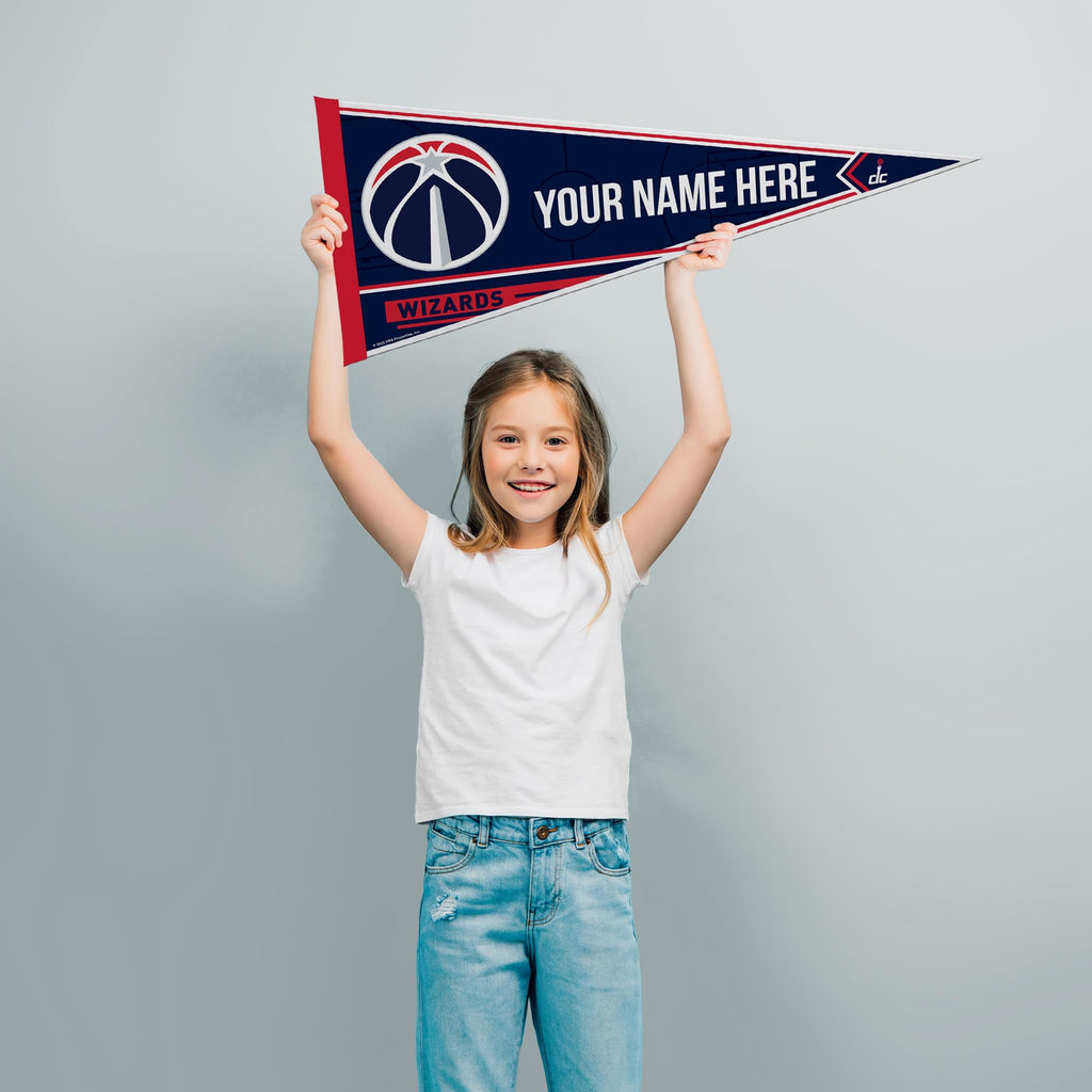 Rico Industries Nba Basketball Washington Wizards Personalized - Custom 12'' X 30'' Soft Felt Pennant - Ez To Hang