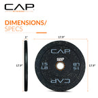 Cap Barbell Economy - Speckled Olympic Bumper Plate Set With Gray Logo, Black, 15 Lb Pair