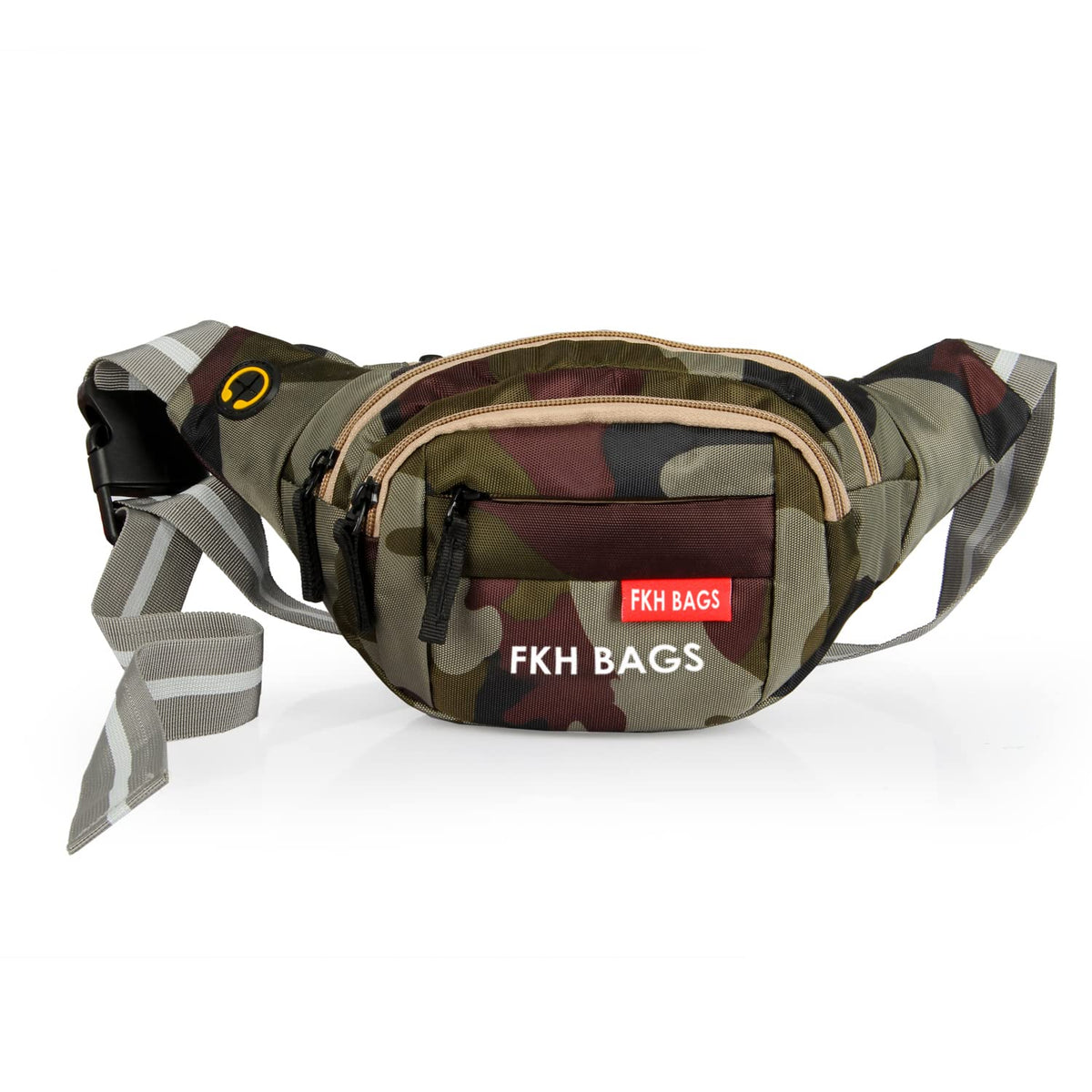 Large Pockets Waistpack For Men Or Women Handy Hiking Zip Pouch Money Belt Bag (Army)