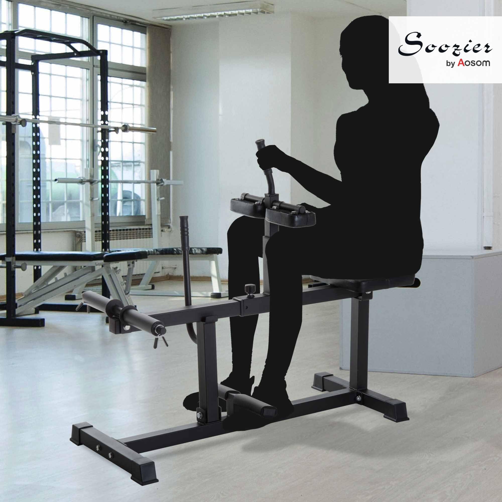 Soozier Adjustable Seated Calf Raise Machine, Leg Machines Home Gym, For Calf, Waist, Arm Training