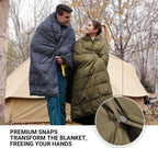 Kingcamp Camping Blanket Lightweight, Multifunctional Warm Puffy Outdoor Blanket With Snap Button, Water Repellent, Packable, Fo