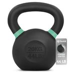 Yes4All Color Code Cast Iron Powder Coated Kettlebell With Large Handle & Flat Base, H - Green - 20 Kg / 44 Lb