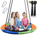 40 Inch Saucer Tree Swing for Kids, Outdoor Round Swing with Hanging Straps & Adjustable Ropes, Easy Assembly
