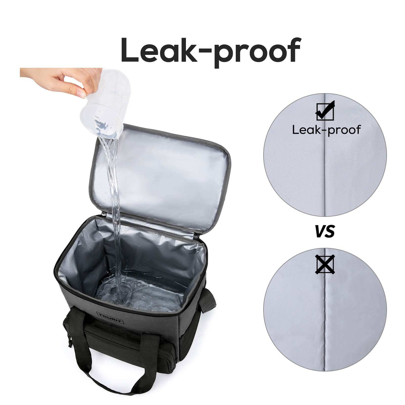 Tourit Cooler Bag 24-Can Insulated Soft Cooler Lunch Coolers Portable Cooler Bag 14.6L For Picnic, Beach, Work, Trip, Daily,Grey