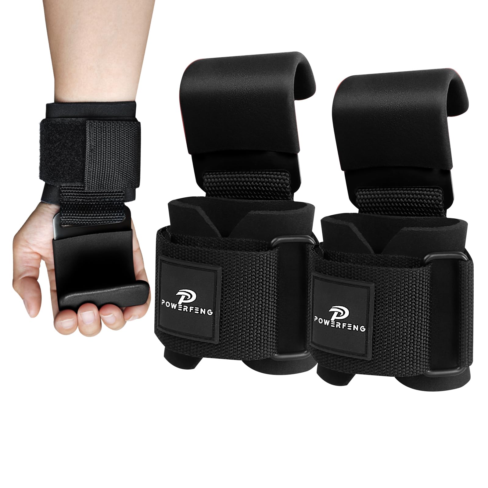 Powerfeng Lifting Hooks For Weight Lifting: Weightlifting Hooks Wrist Straps Hand Grip Support For Deadlift Weightlifting Gym Gl