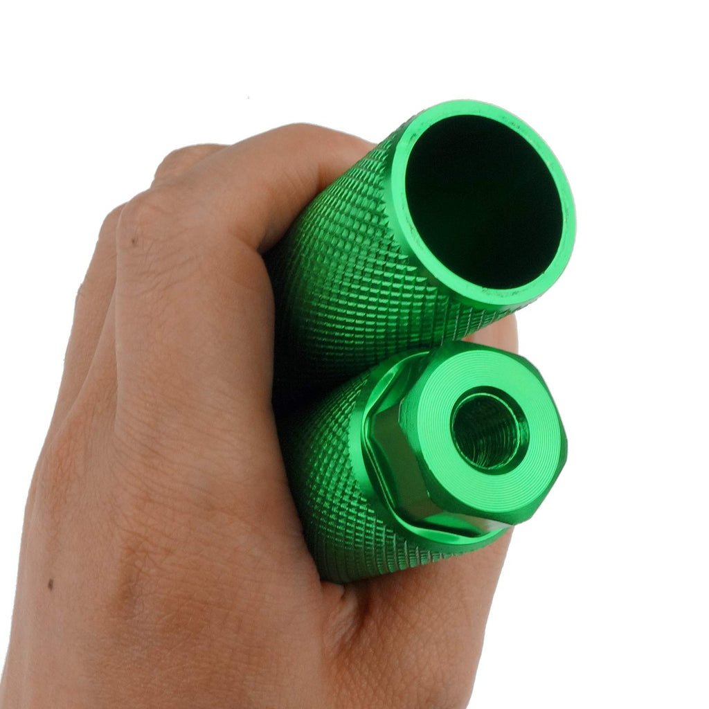 Zelerdo 2 Pairs Aluminum Alloy Bike Pegs For Mountain Bike Cycling Rear Stunt Pegs Fit 3/8 Inch Axles (Pure Green, 100X28 Mm)
