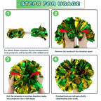 Lovecheer 2Pcs Pom Poms Cheerleading Green And Gold Metallic Cheer Pom Poms With Baton Handle For Sports Team Spirit Party Cheer