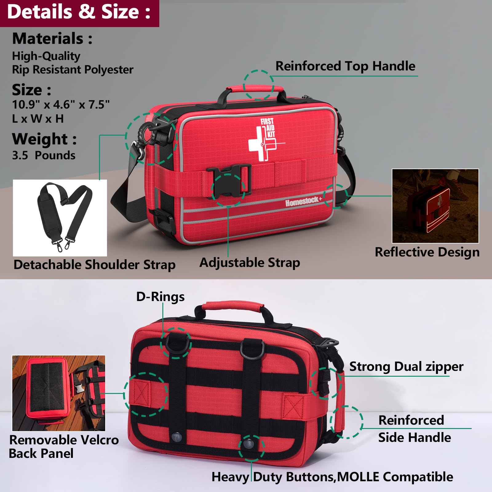 ?2023 Upgrade? Advanced First Aid Kit, Comprehensive Trauma First Aid Kits With Labelled Compartments For Cars, Home, Office, Ba