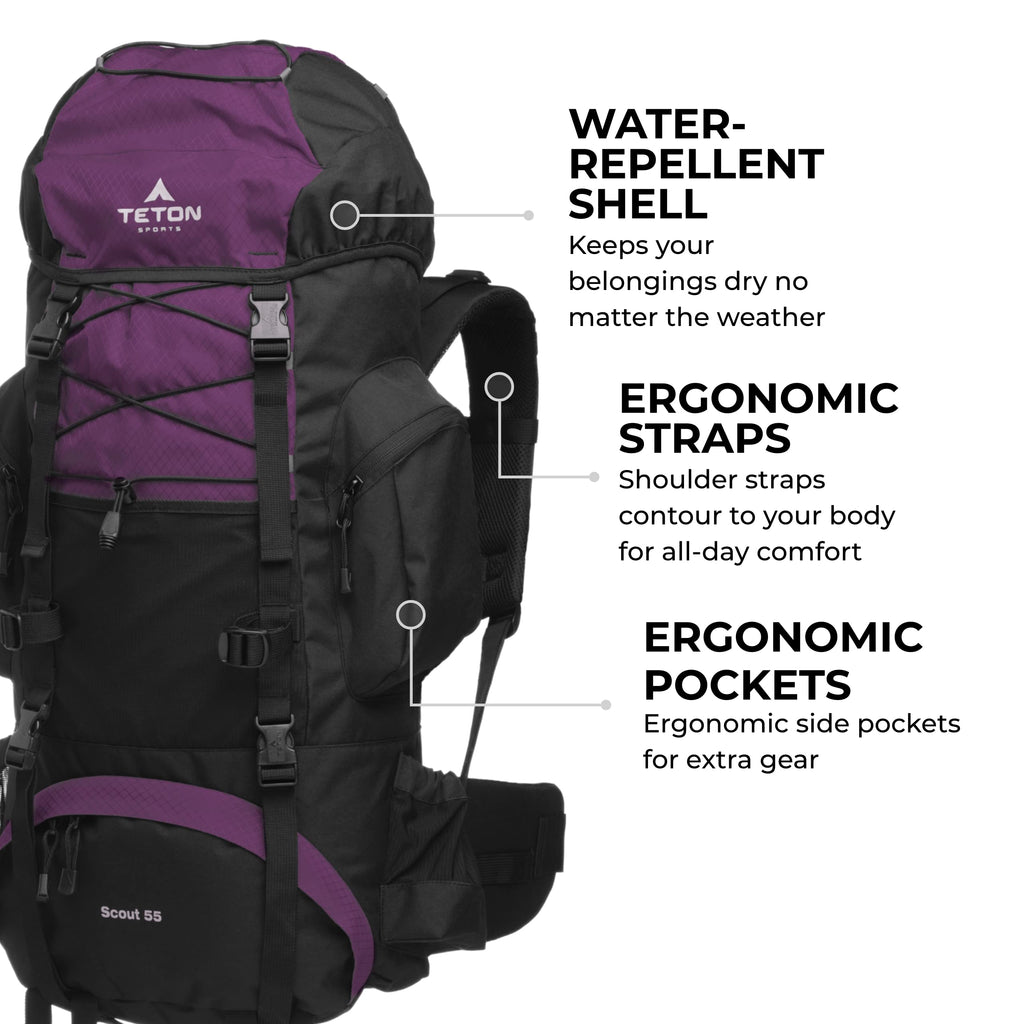 Teton Sports Scout Internal Frame Backpack - Perfect For Hiking, Camping, Backpacking; Rain Cover Included
