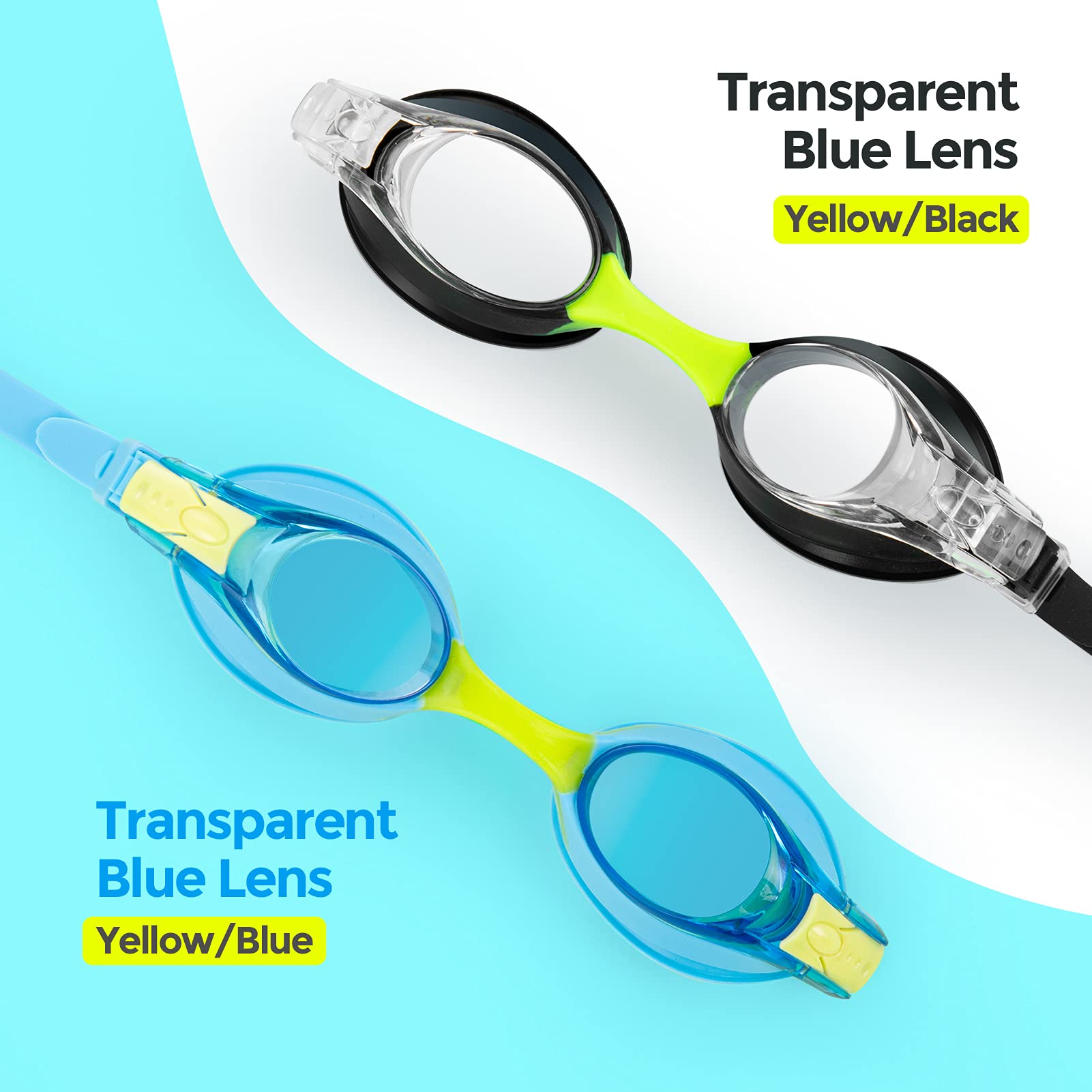 Portzon Unisex-Kids Swim Goggles,Anti Fog Goggles For Kids No Leaking Clear Vision Water Pool Swimming Goggles
