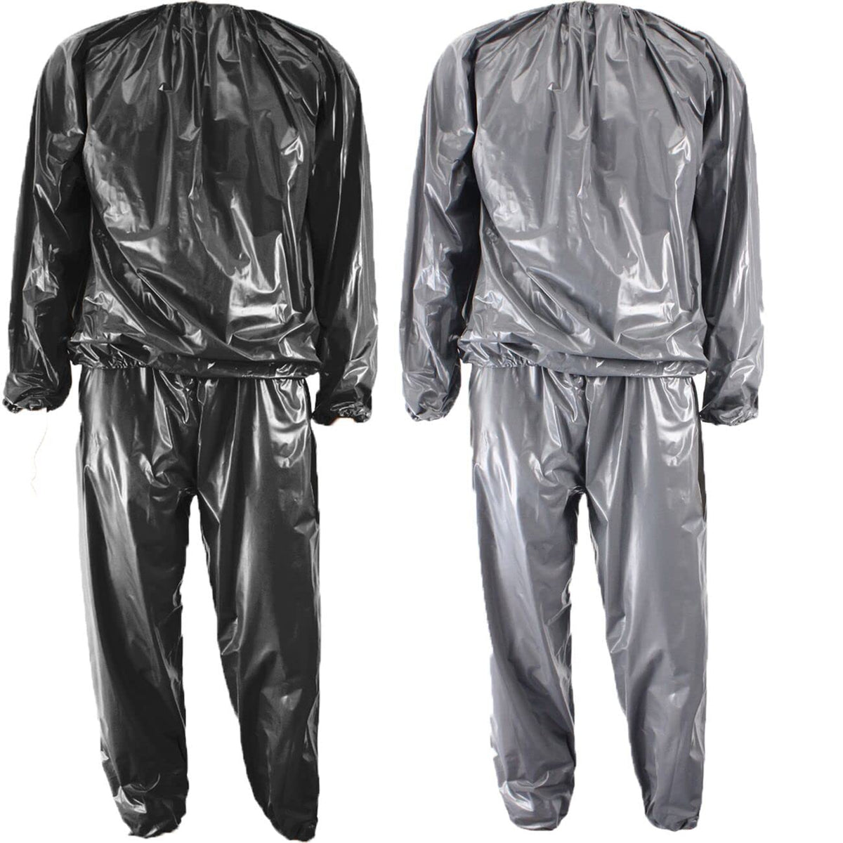 Heavy Duty Sauna Suits Non Rip Sweat Tracksuit Weight Loss Slimming Fitness Gym Exercise Training Sweat Suit (Silver, L)