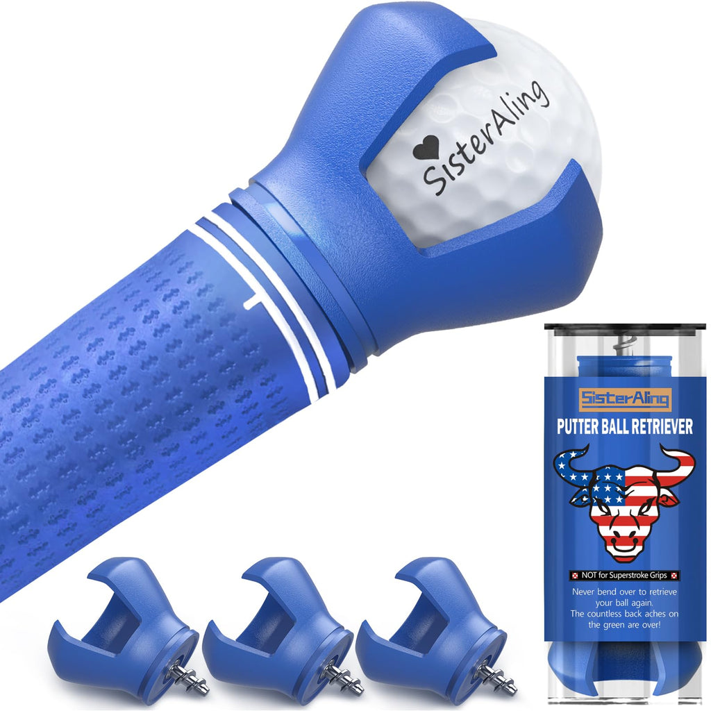 Sisteraling 3-Prong Golf Ball Retriever Grabber Pick Up,Back Saver Claw Put On Putter Grip,Suction Cup Ball Grabber,Sucker For G