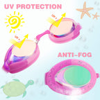Keary 2 Pack Kids Swim Goggles Swimming Goggles For Toddler Children Girls Boys Youth, Anti-Fog Waterproof Anti-Uv Clear Vision