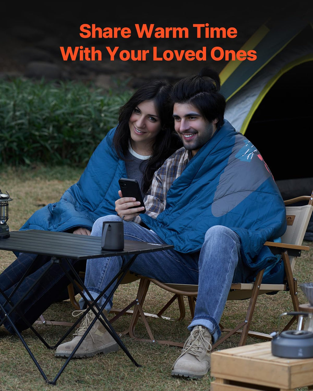 Vevor Camping Blanket, Large Warm Wearable Stadium Blanket, Waterproof & Windproof, Polyester Fiber, Flame Retardant, Great For