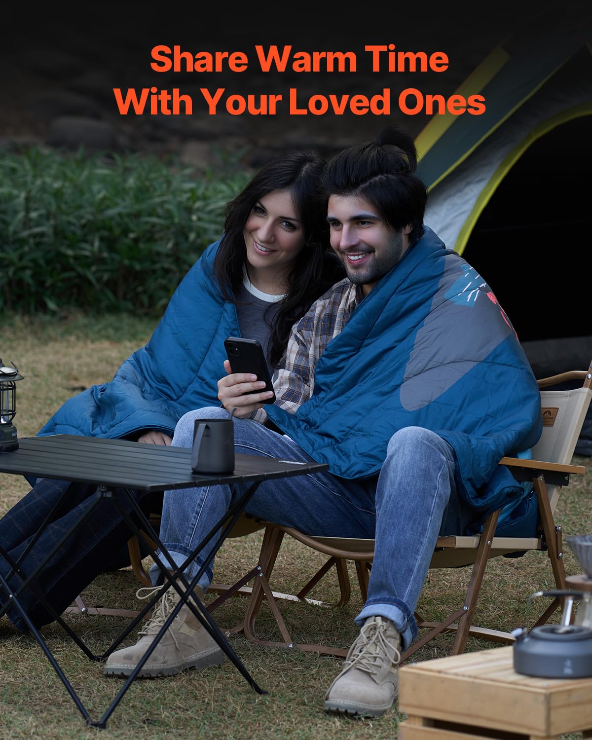 Vevor Camping Blanket, Large Warm Wearable Stadium Blanket, Waterproof & Windproof, Polyester Fiber, Flame Retardant, Great For