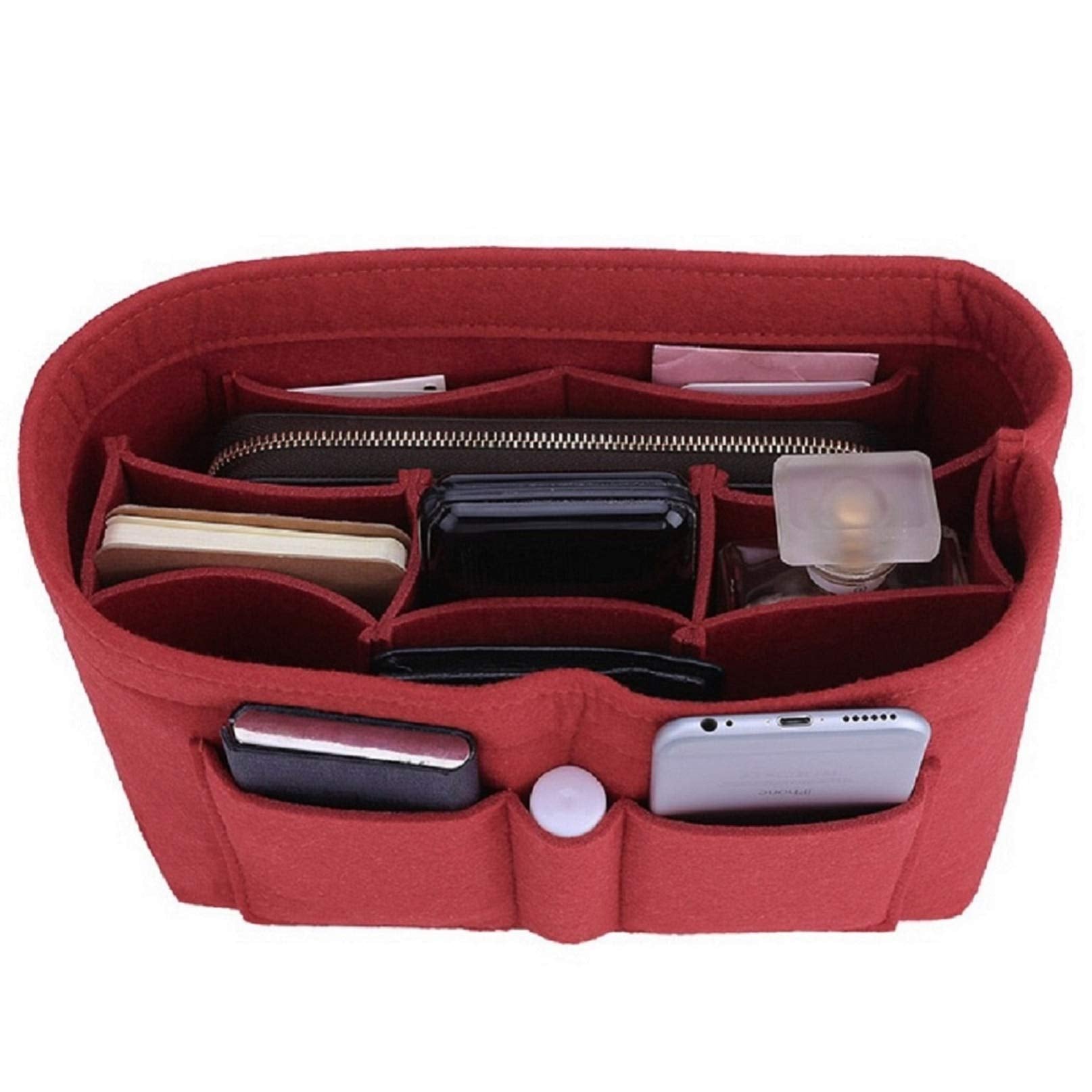 Felt Insert Bag Organizer Bag In Bag For Handbag Purse Organizer, Six Color Three Size Medium Large X-Large (Large, Red)