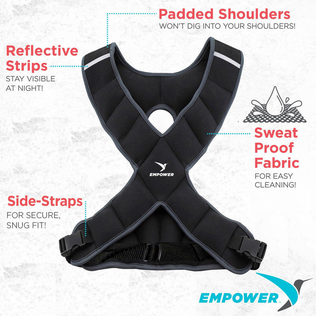 Empower Weighted Vest For Women - Workout Vest - Fixed 8Lbs Or Adjustable 10-12-14-16Lbs - Adds Resistance To Fitness Routine -