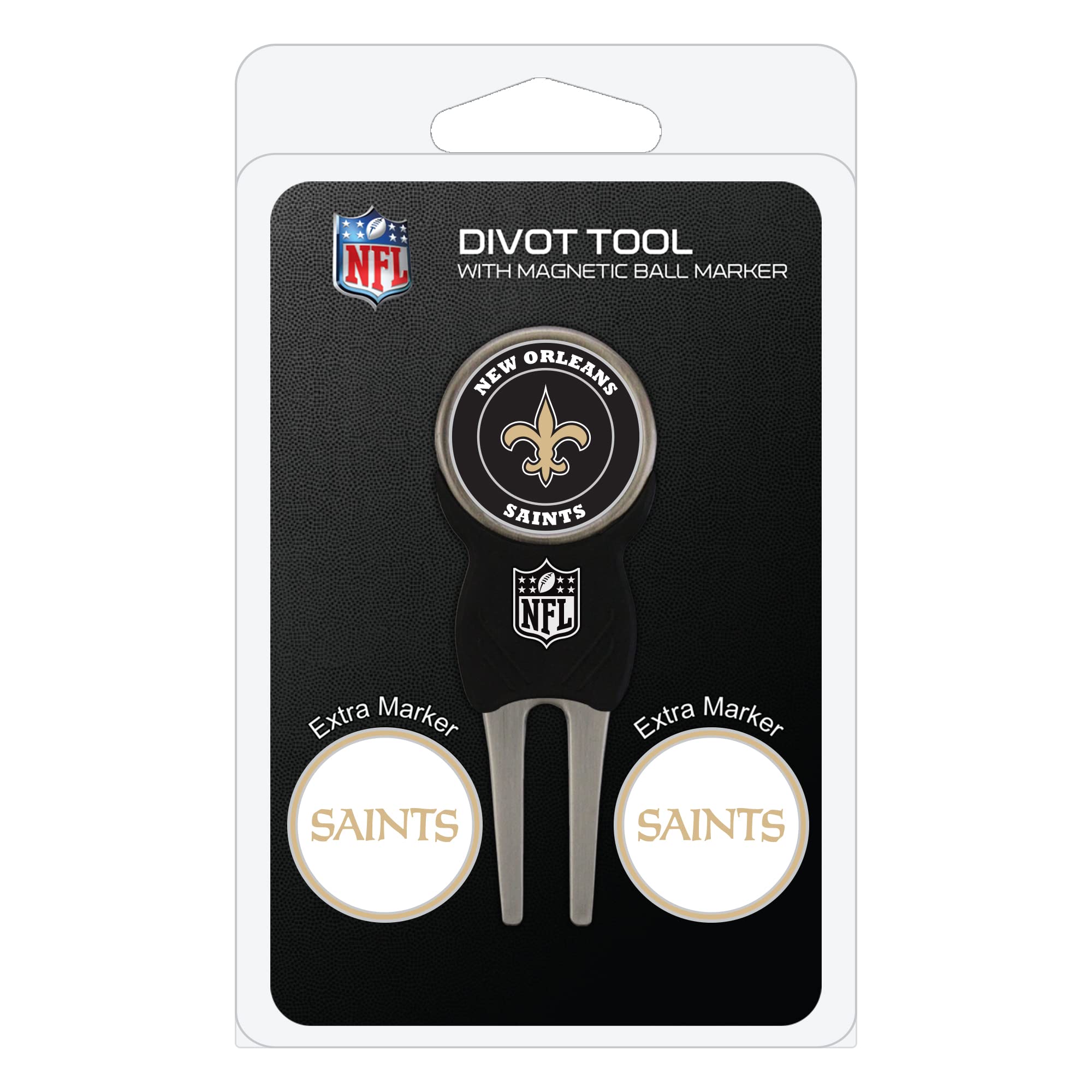 Team Golf Nfl New Orleans Saints Divot Tool Pack With 3 Golf Ball Markers Divot Tool With 3 Golf Ball Markers Pack, Markers Are
