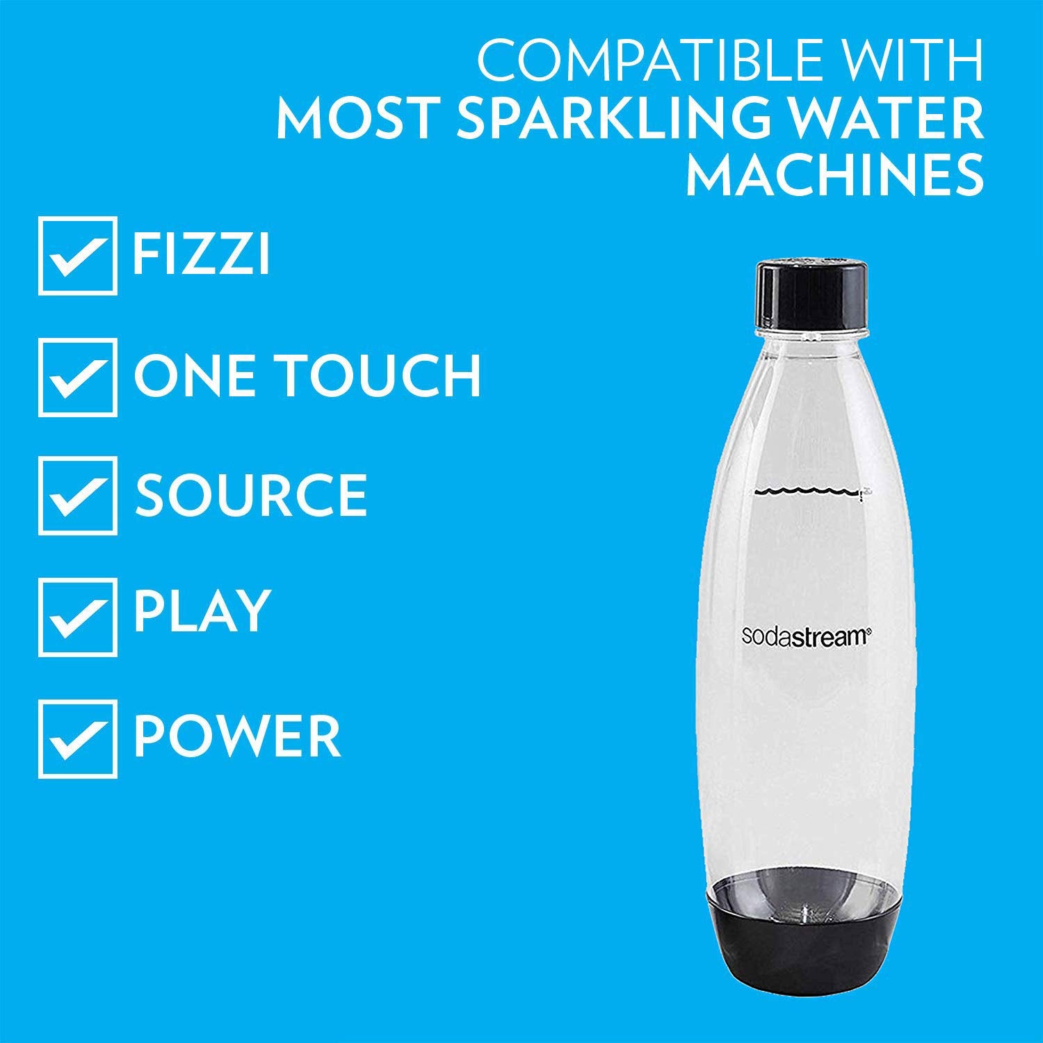 Sodastream Slim Black Carbonating Bottles Twin Pack, 1 L