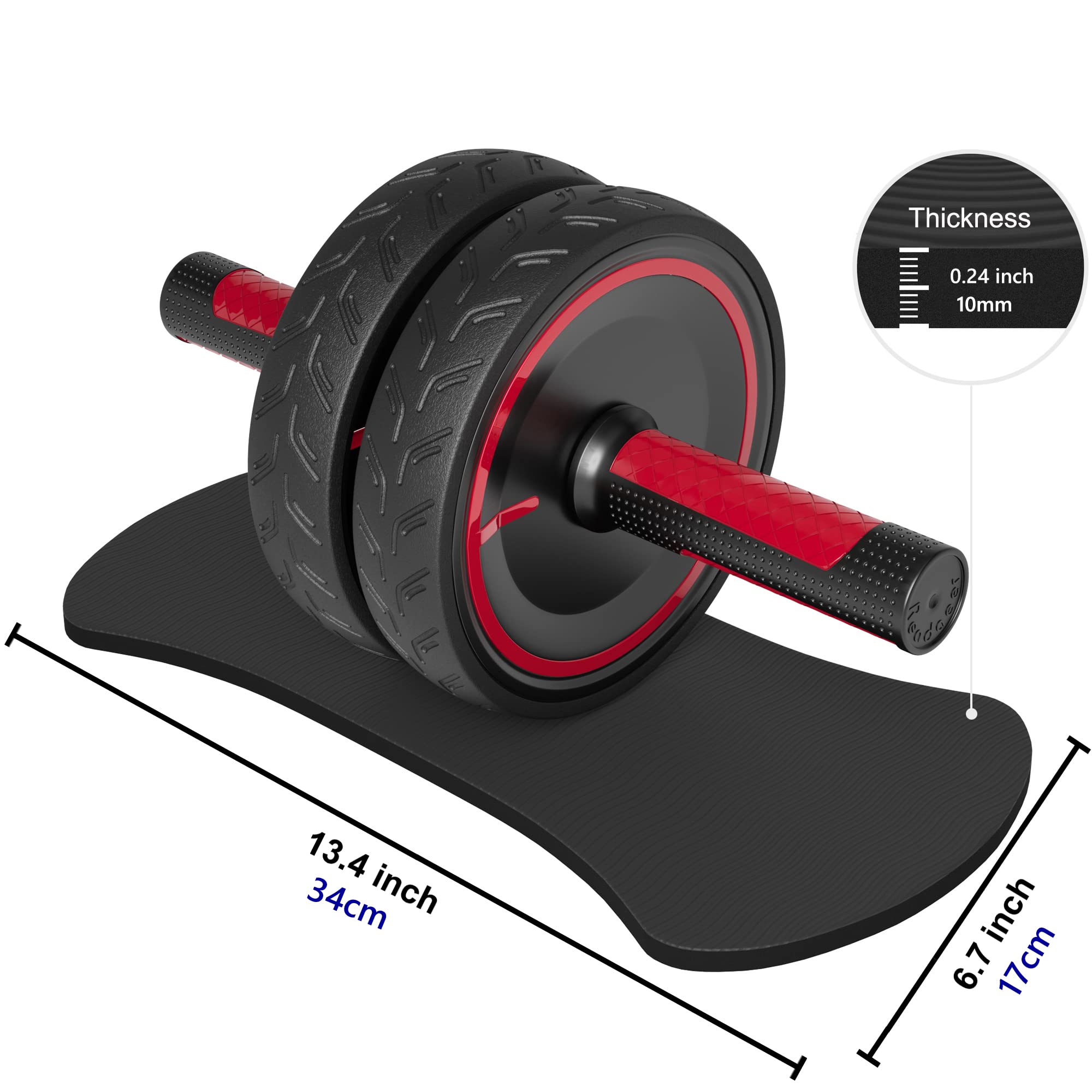 Readaeer Metal Handle Ab Roller Wheel With Knee Pad Abdominal Exercise For Home Gym Fitness Equipment