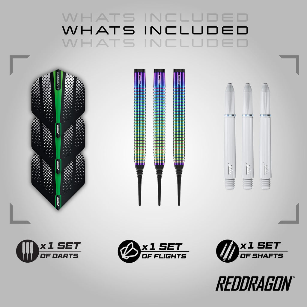 Red Dragon Razor Edge Spectron 18 Gram Softip Tungsten Darts With Flights And Stems